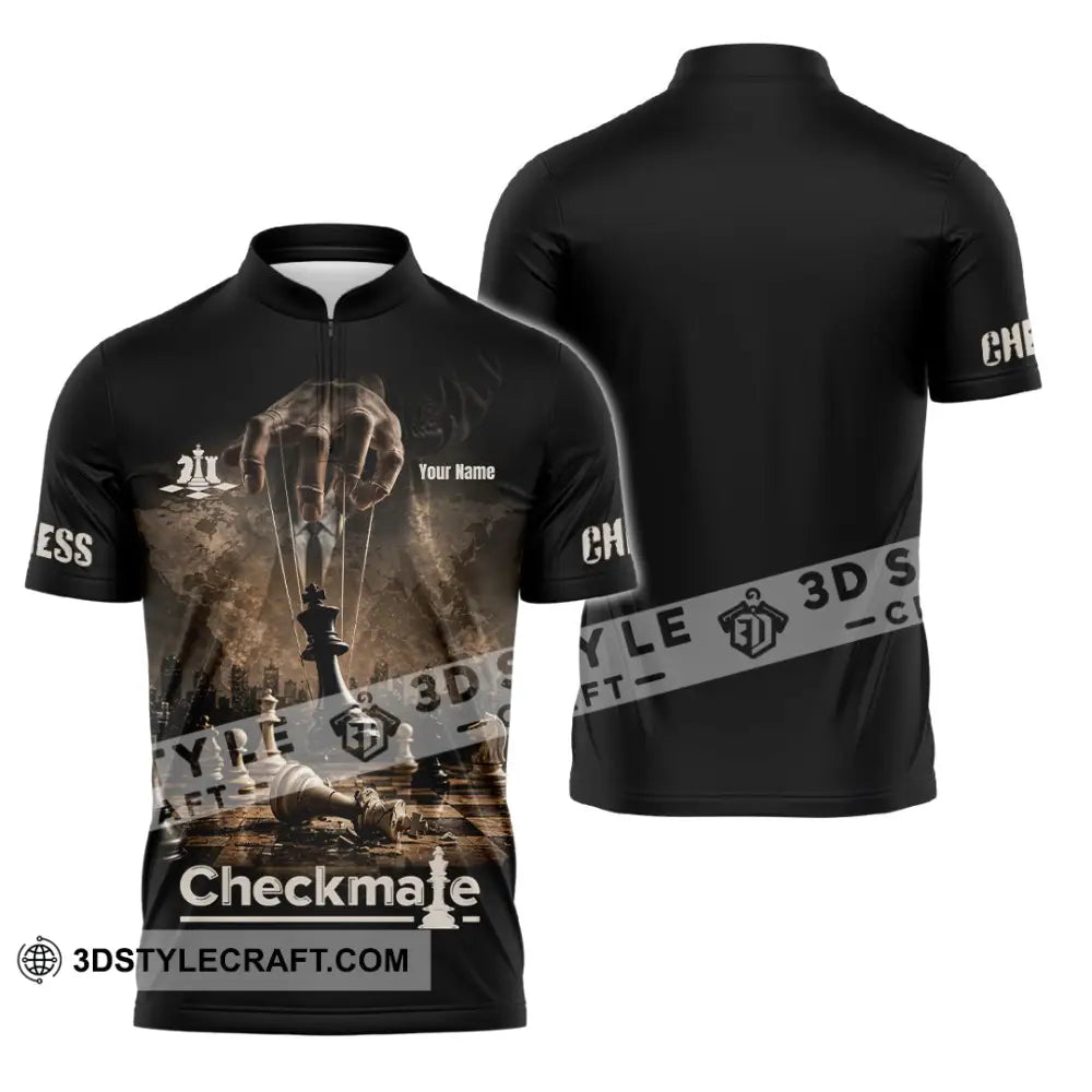 Unisex Shirt - Custom Chess Checkmate Shirt - Zipper Polo Shirt / S - T-shirt