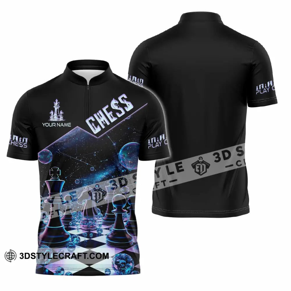Unisex Shirt - Custom Chess Galaxy Sport Shirt Zipper Polo Shirt / S T-shirt