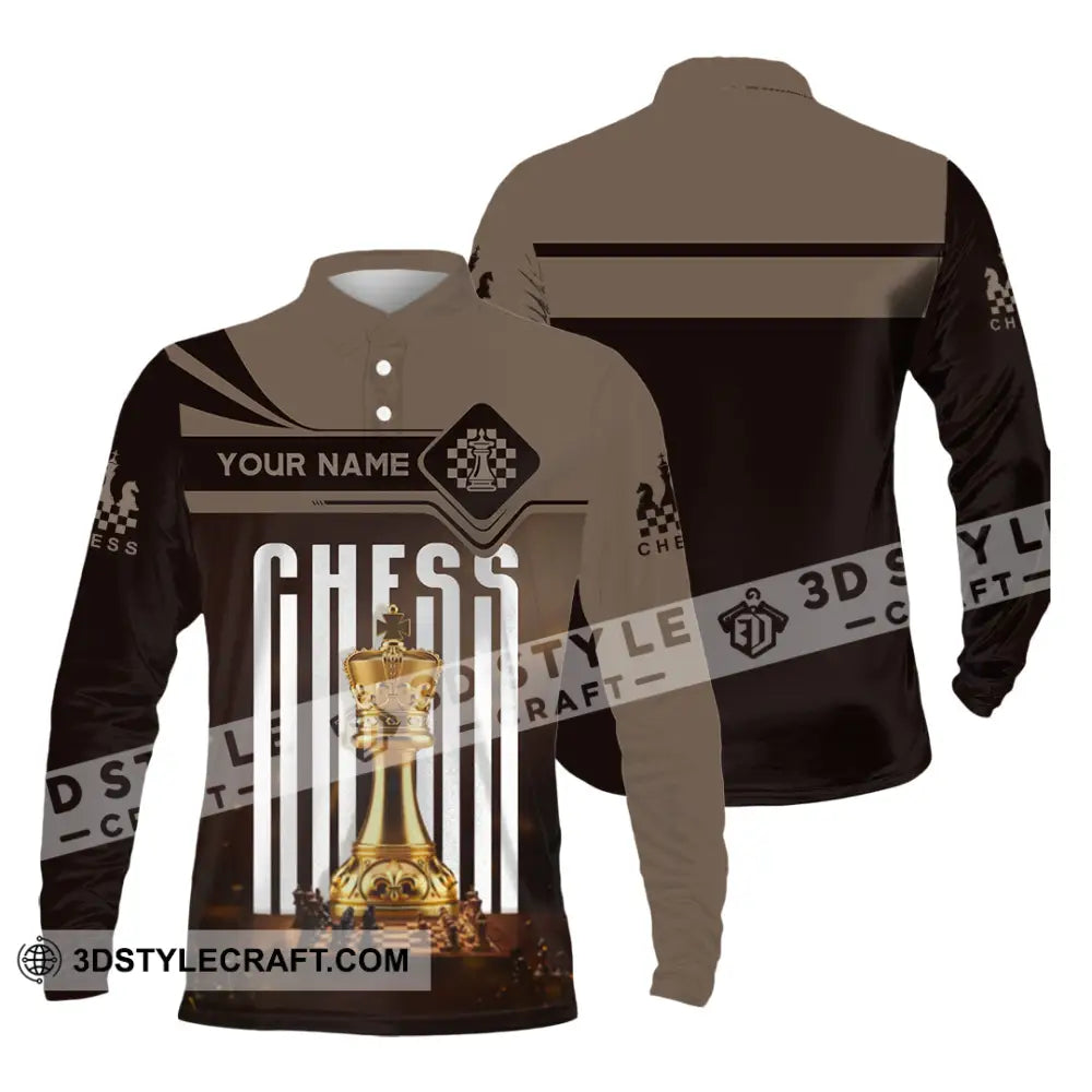Unisex Shirt - Custom Chess Player 3D Shirt Long Sleeve Polo / S T-shirt