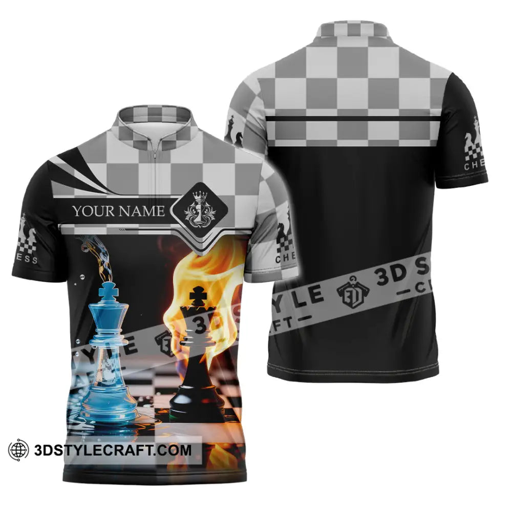 Unisex Shirt - Custom Chess Player 3D Shirt Zipper Polo Shirt / S T-shirt