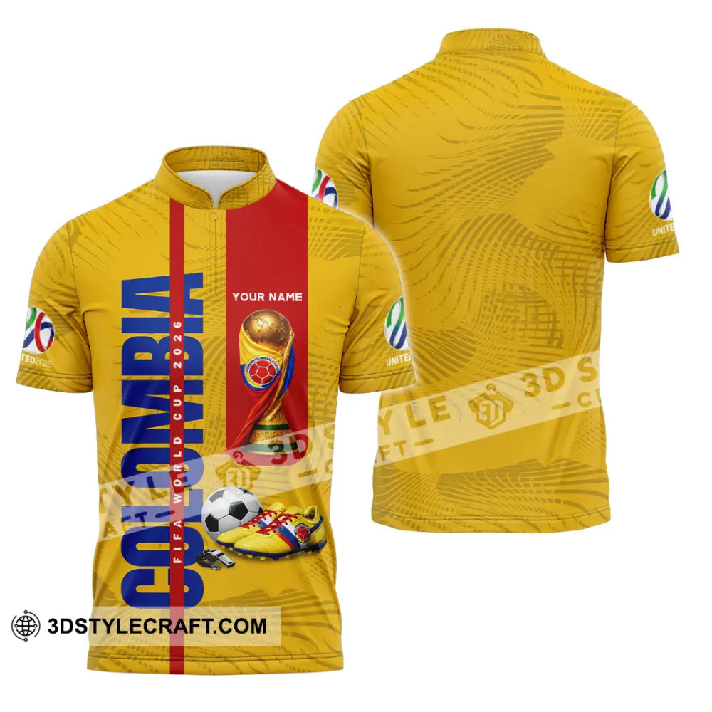 Unisex Shirt - Custom Colombia World Cup 2026 3D Shirt Zipper Polo Shirt / S T-shirt
