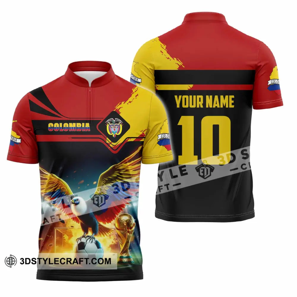 Unisex Shirt - Custom Colombia 3D Shirt Zipper Polo Shirt / S T-shirt