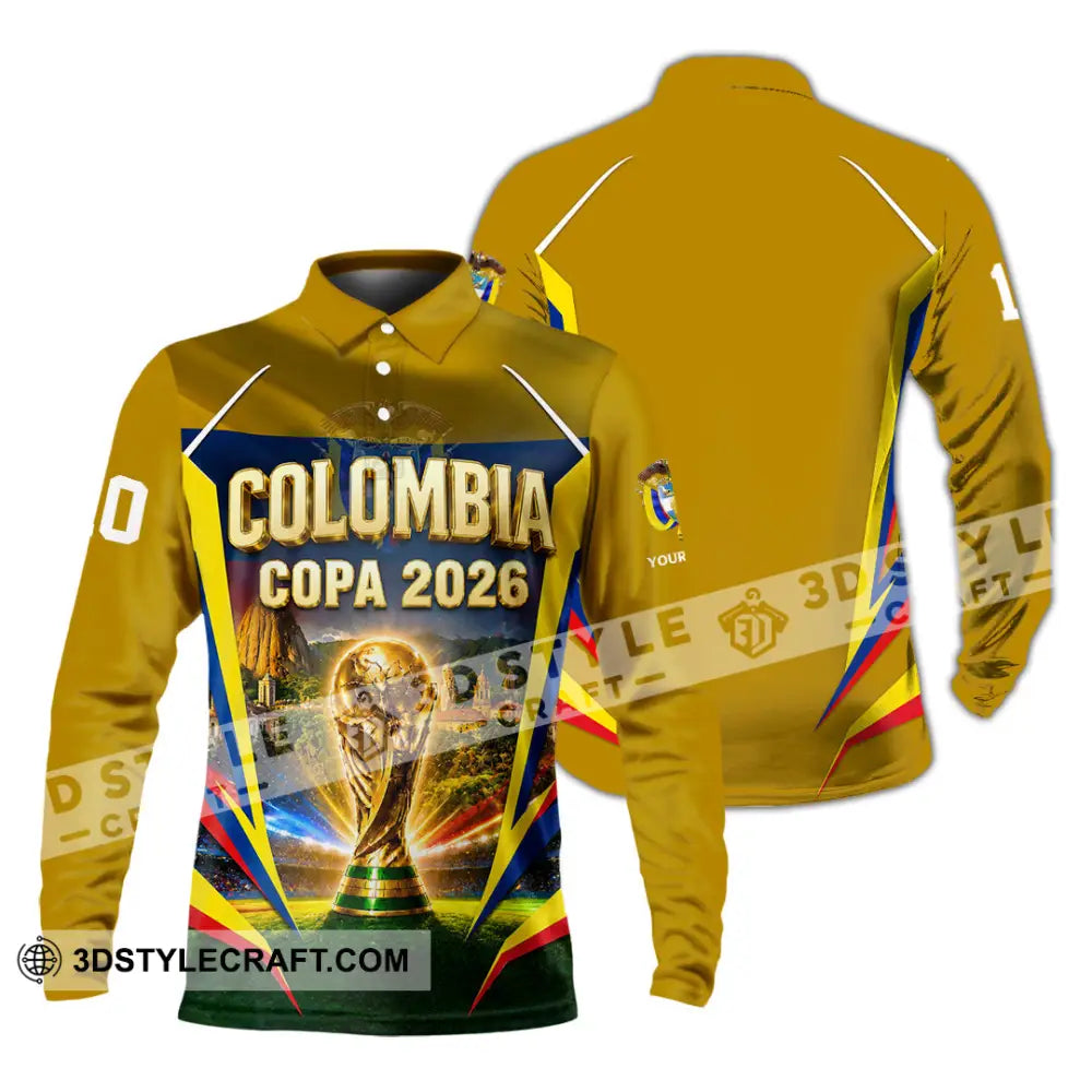 Unisex Shirt - Custom Colombia Copa 2026 Shirt - Long Sleeve Polo / S - T-shirt