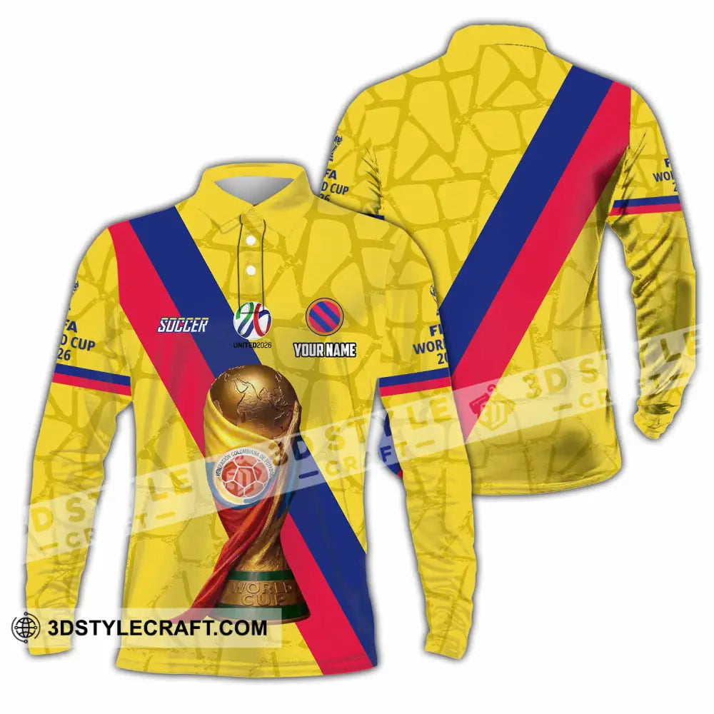Unisex Shirt - Custom Colombia Fifa World Cup 2026 3D Shirt Long Sleeve Polo / S T-shirt