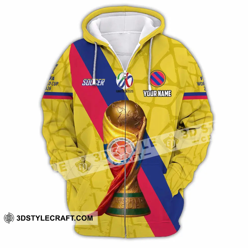 Unisex Shirt - Custom Colombia Fifa World Cup 2026 3D Shirt Zipper Hoodie / S T-shirt