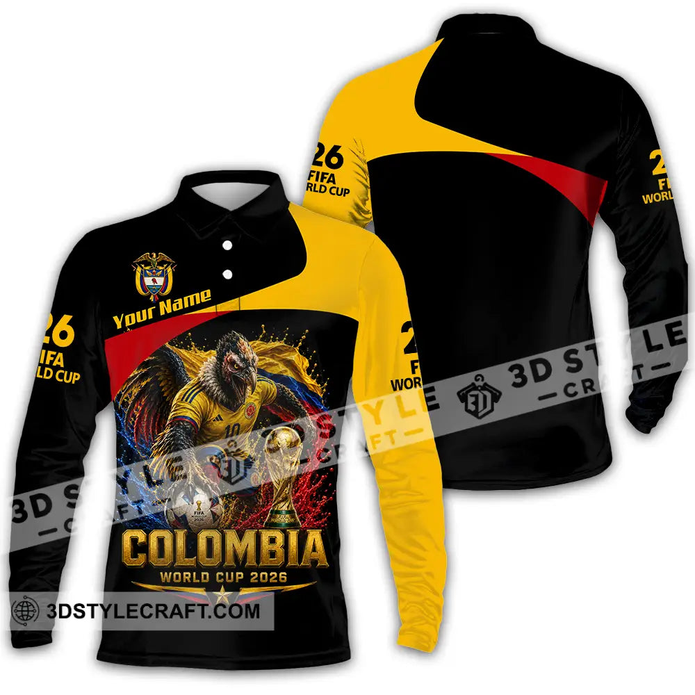 Unisex Shirt - Custom Colombia World Cup 2026 Shirt - Long Sleeve Polo / S - T-shirt