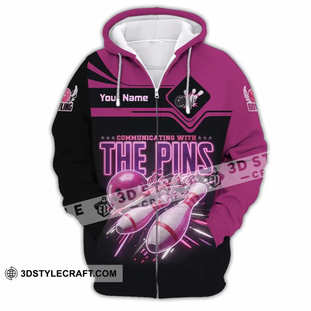 Unisex Shirt - Custom Communicating With The Pins Bowling Shirt - Zipper Hoodie / S - T-shirt