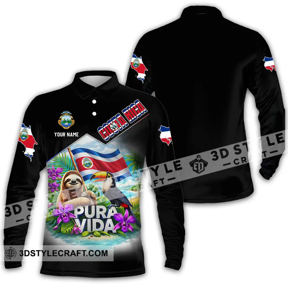 Unisex Shirt - Custom Costa Rica 3D Shirt Long Sleeve Polo / S T-shirt