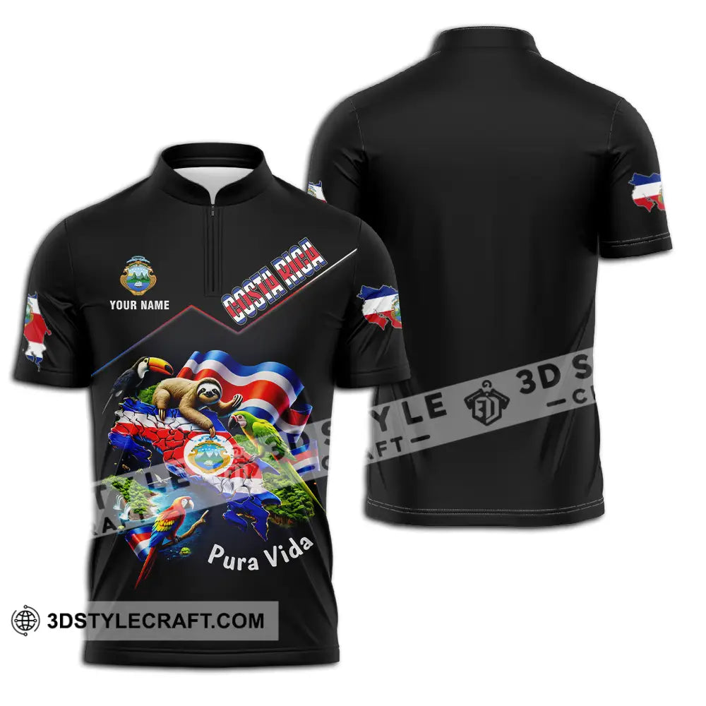 Unisex Shirt - Custom Costa Rica Pura Vida 3D Shirt Zipper Polo Shirt / S T-shirt