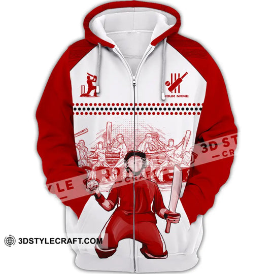 Unisex Shirt - Custom Cricket Player Red Design Shirt style option 2
