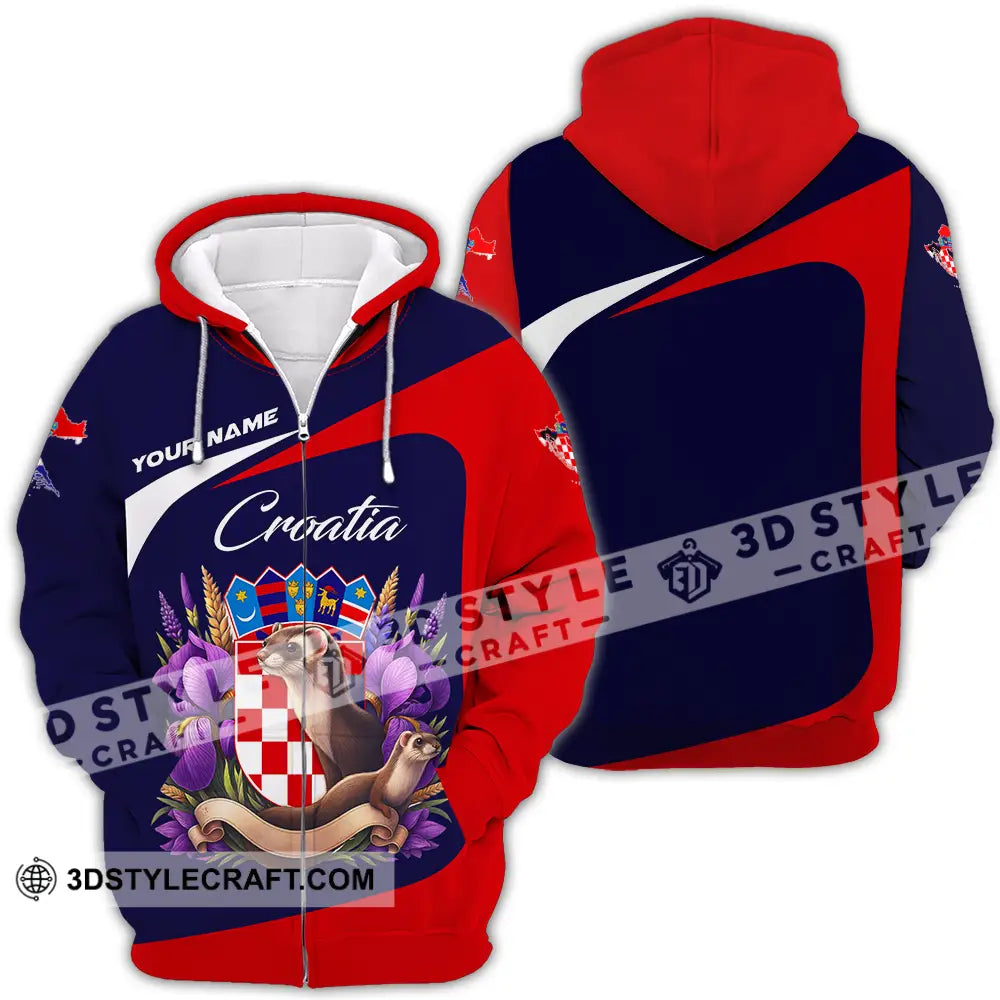 Unisex Shirt - Custom Croatia 3D Shirt Zipper Hoodie / S T-shirt