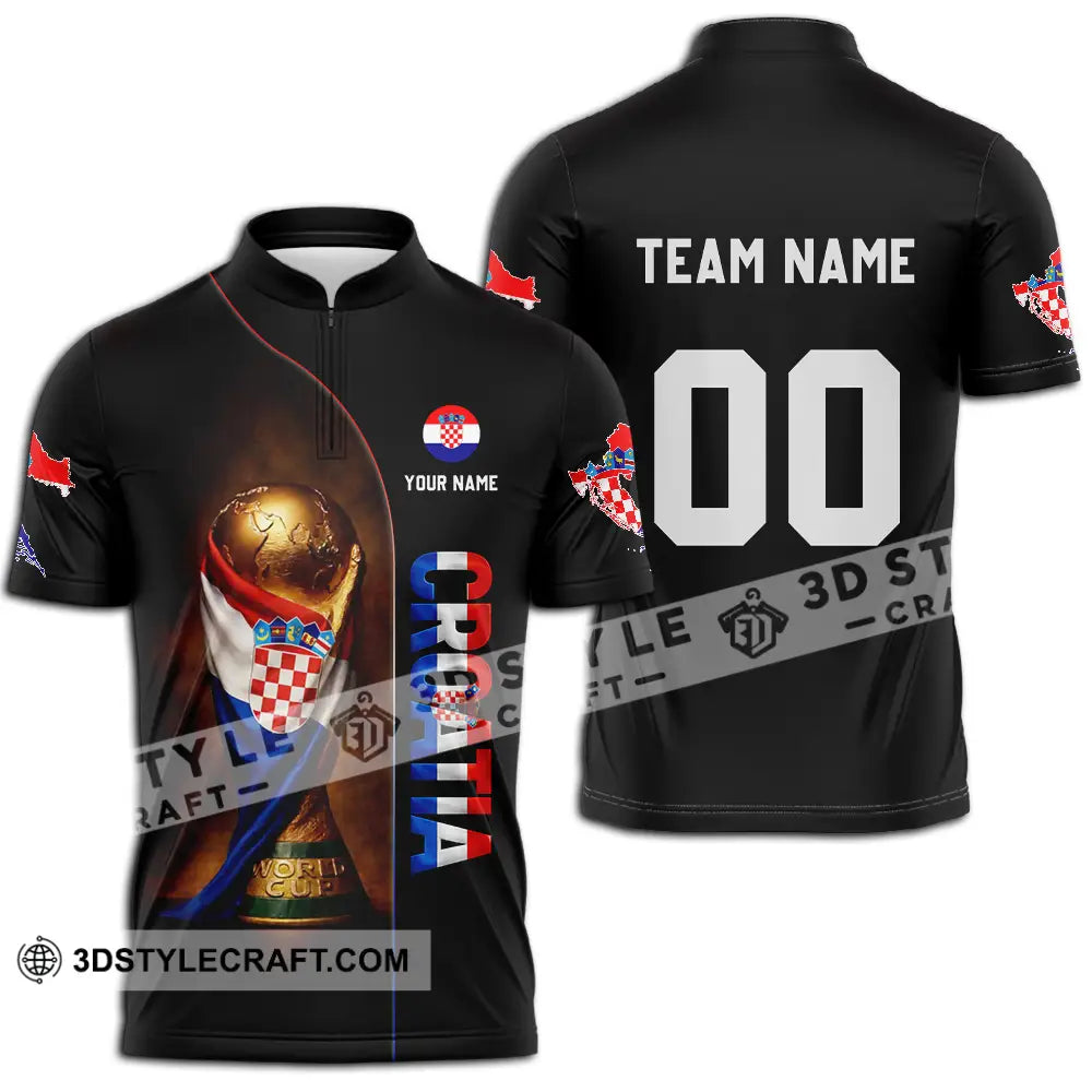 Unisex Shirt - Custom Croatia 3D Shirt Zipper Polo Shirt / S T-shirt