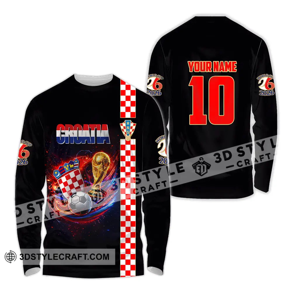 Unisex Shirt - Custom Croatia FIFA World Cup 2026 3D Shirt Long Sleeve Shirt / S T-shirt