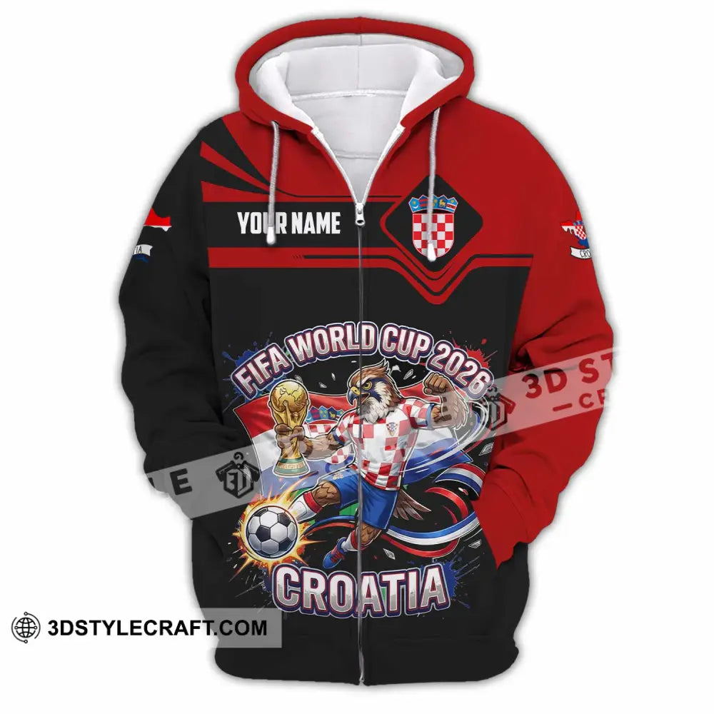Unisex Shirt - Custom Croatia Fifa World Cup 2026 3D Shirt Zipper Hoodie / S T-shirt