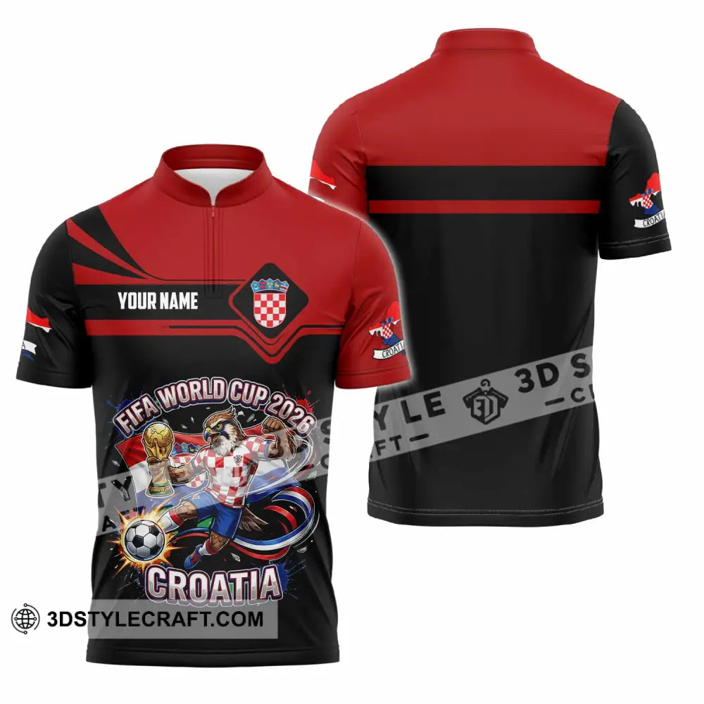 Unisex Shirt - Custom Croatia Fifa World Cup 2026 3D Shirt Zipper Polo Shirt / S T-shirt