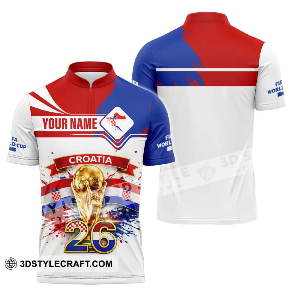 Unisex Shirt - Custom Croatia Fifa World Cup 2026 3D Shirt Zipper Polo Shirt / S T-shirt