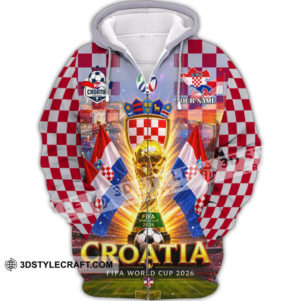 Unisex Shirt - Custom Croatia World Cup 2026 Shirt - Zipper Hoodie / S - T-shirt