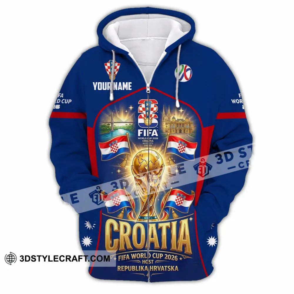 Unisex Shirt - Custom Croatia World Cup 2026 Shirt - Zipper Hoodie / S - T-shirt