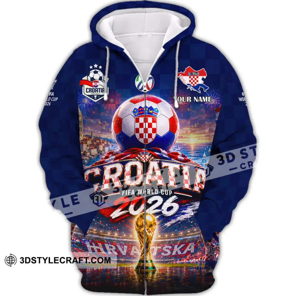 Unisex Shirt - Custom Croatia World Cup 2026 Shirt - Zipper Hoodie / S - T-shirt
