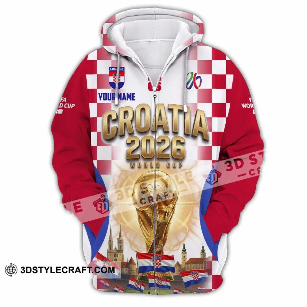 Unisex Shirt - Custom Croatia World Cup 2026 Shirt - Zipper Hoodie / S - T-shirt