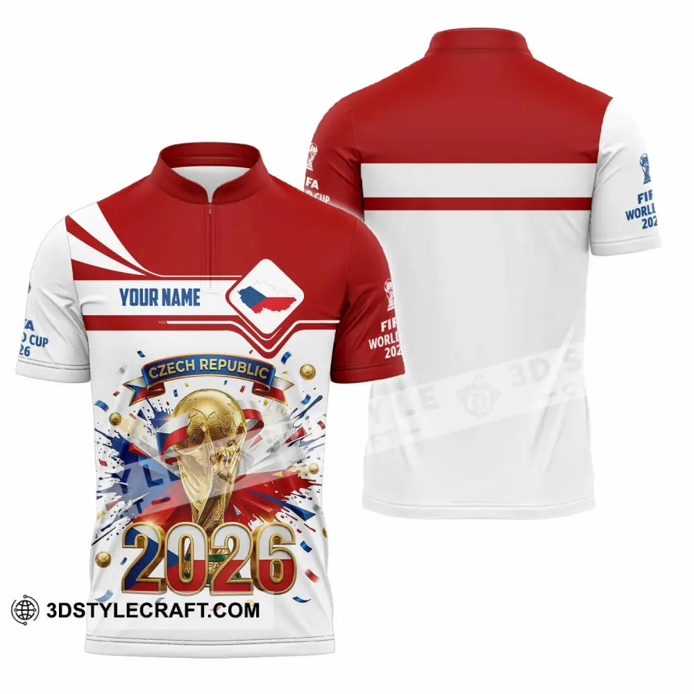 Unisex Shirt - Custom Czech Republic World Cup 2026 3D Shirt - Zipper Polo Shirt / S - T-shirt
