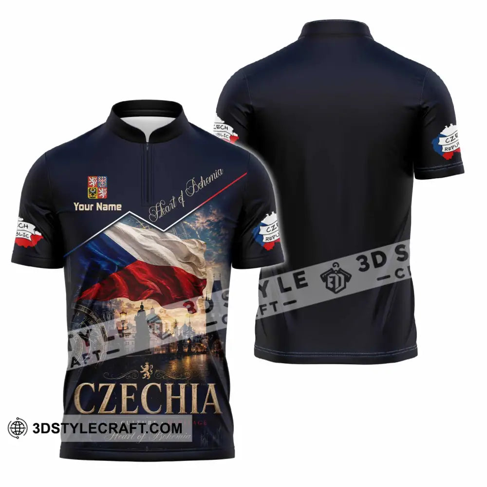 Unisex Shirt - Custom Czechia Shirt - Zipper Polo Shirt / S - T-shirt