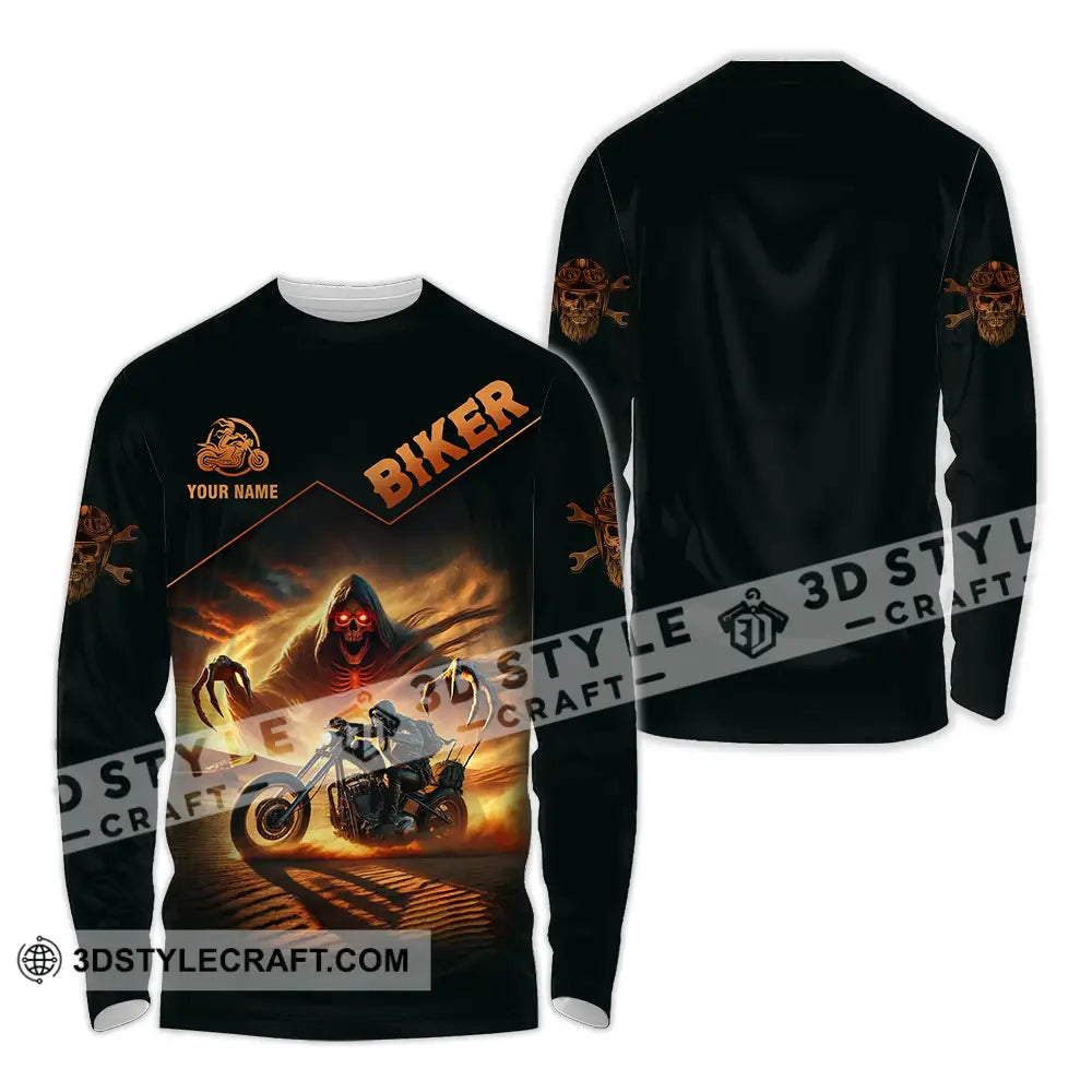 Unisex Shirt - Custom Death Biker Cool Biker Biker Shirt Long Sleeve Shirt / S T-shirt