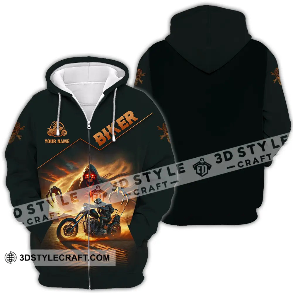 Unisex Shirt - Custom Death Biker Cool Biker Biker Shirt Zipper Hoodie / S T-shirt