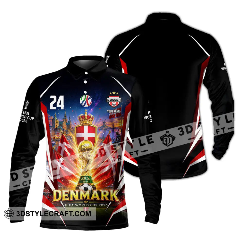 Unisex Shirt - Custom Denmark World Cup 2026 Shirt - Long Sleeve Polo / S - T-shirt