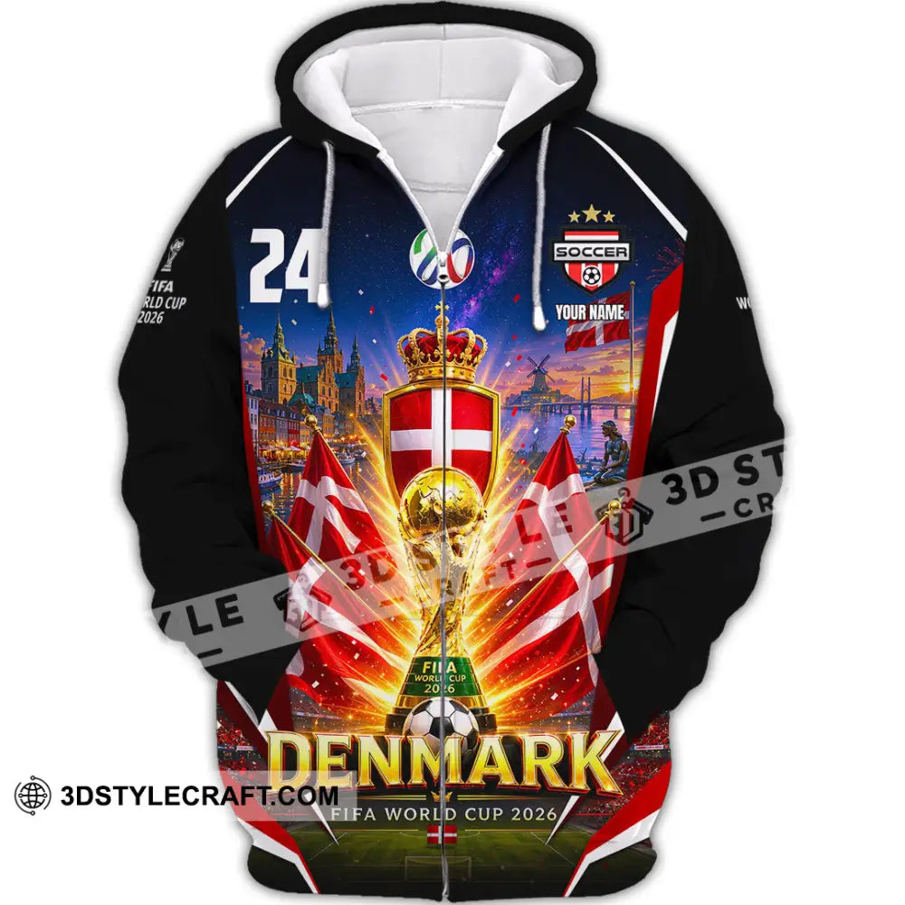 Unisex Shirt - Custom Denmark World Cup 2026 Shirt - Zipper Hoodie / S - T-shirt