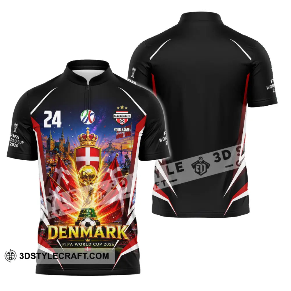 Unisex Shirt - Custom Denmark World Cup 2026 Shirt - Zipper Polo Shirt / S - T-shirt