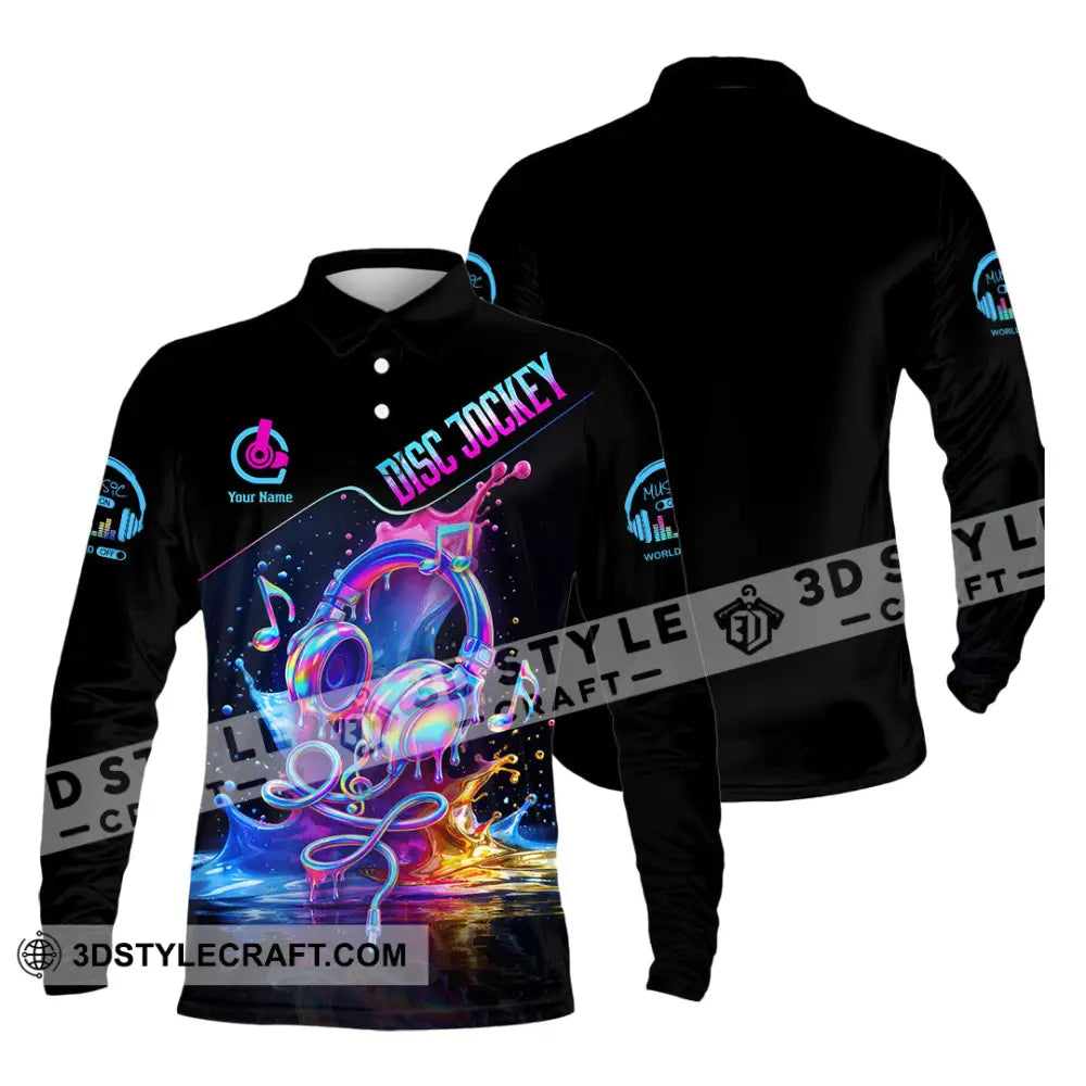 Unisex Shirt - Custom Disc Jockey 3D Shirt Long Sleeve Polo / S T-shirt