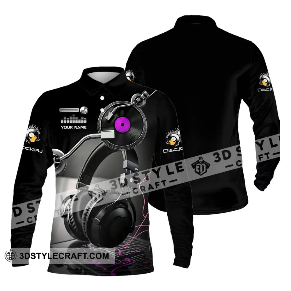 Unisex Shirt - Custom Disc Jockey 3D Shirt Long Sleeve Polo / S T-shirt