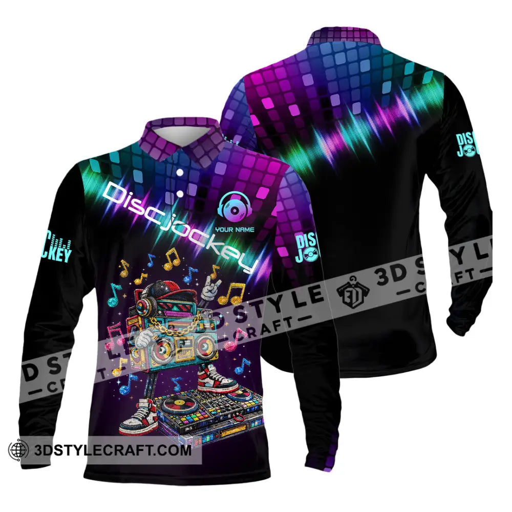 Unisex Shirt - Custom Disc Jockey 3D Shirt Long Sleeve Polo / S T-shirt