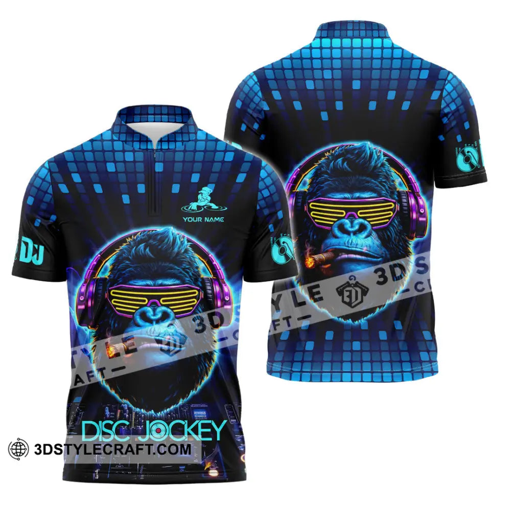 Unisex Shirt - Custom Disc Jockey 3D Shirt Zipper Polo Shirt / S T-shirt