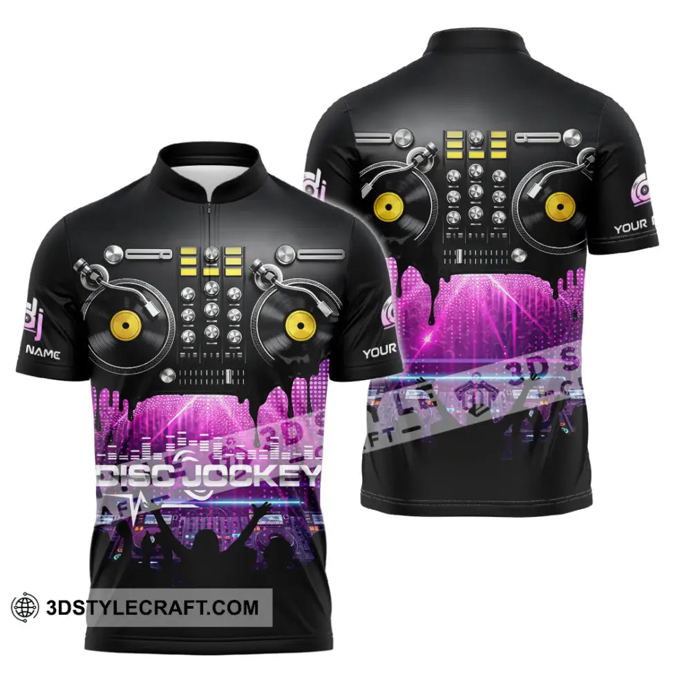 Unisex Shirt - Custom Disc Jockey 3D Shirt Zipper Polo Shirt / S T-shirt