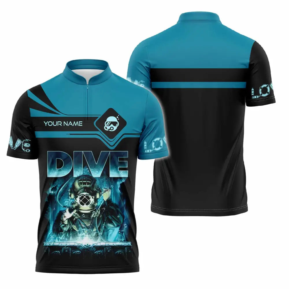 Unisex Shirt - Custom Dive Lover Sport Shirt Zipper Polo Shirt / S T-shirt