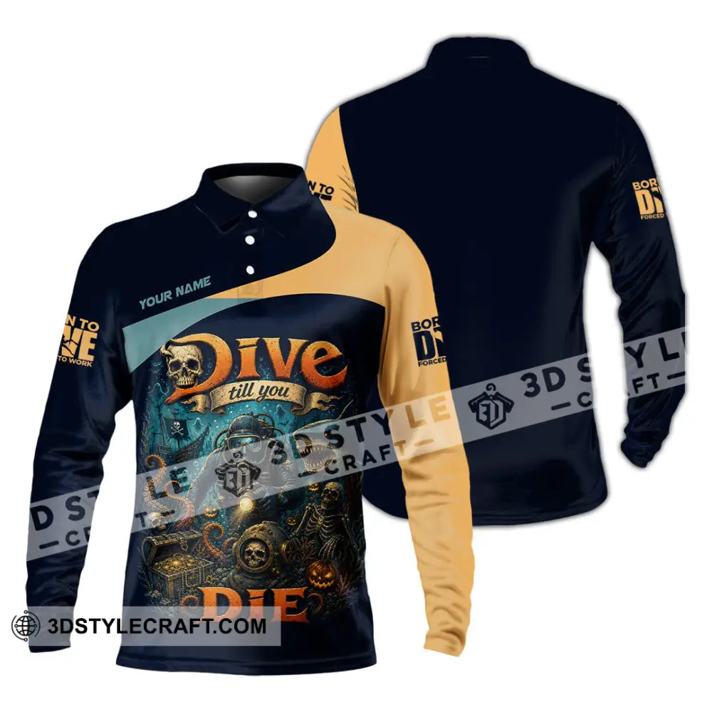Unisex Shirt - Custom Dive Till You Die Shirt - Long Sleeve Polo / S - T-shirt