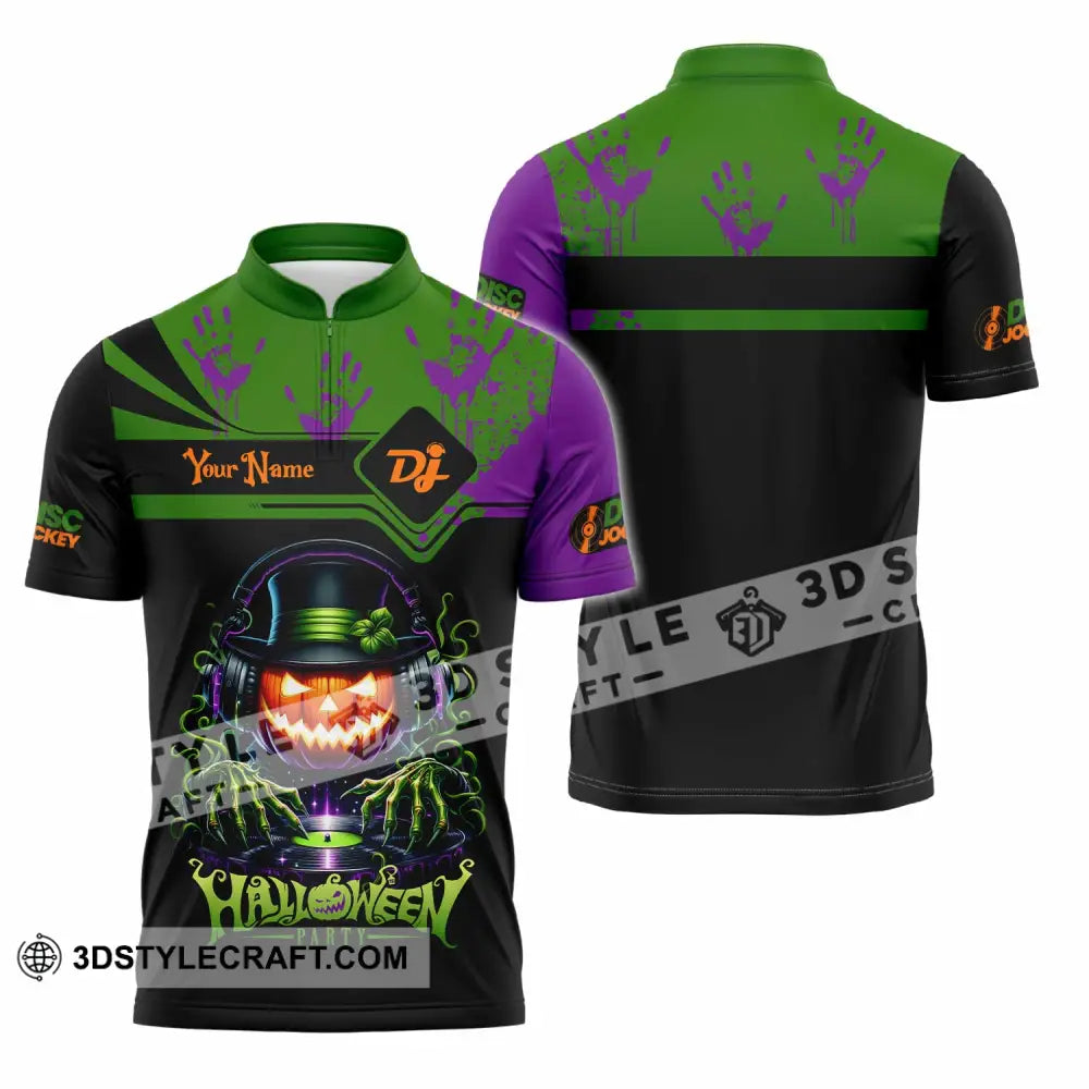 Unisex Shirt Custom DJ Halloween Party Shirt Zipper Polo Shirt / S T shirt