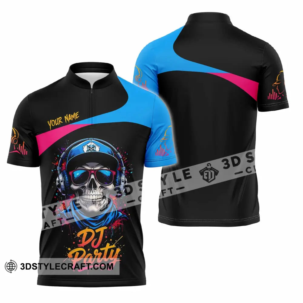 Unisex Shirt - Custom DJ Party 3D Shirt Zipper Polo Shirt / S T-shirt