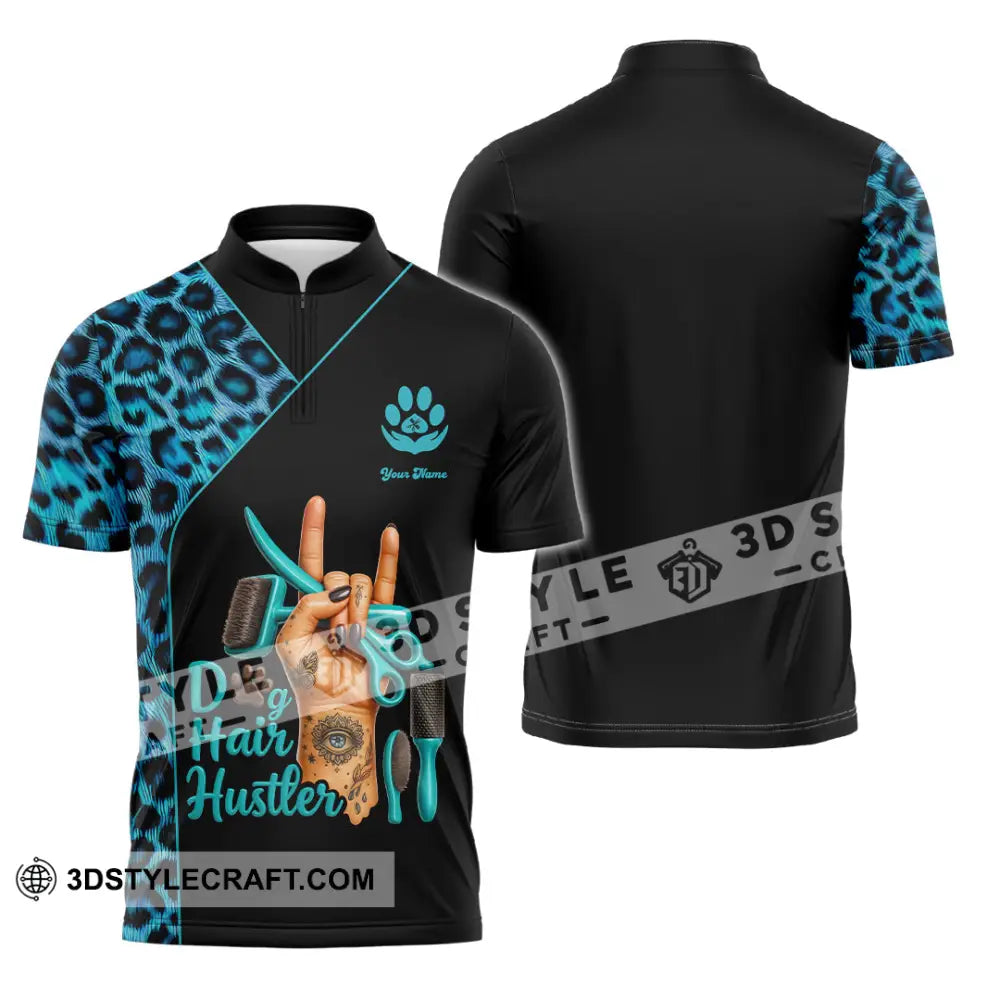 Unisex Shirt - Custom Dog Hair Hustler Groomer Shirt Zipper Polo Shirt / S T-shirt