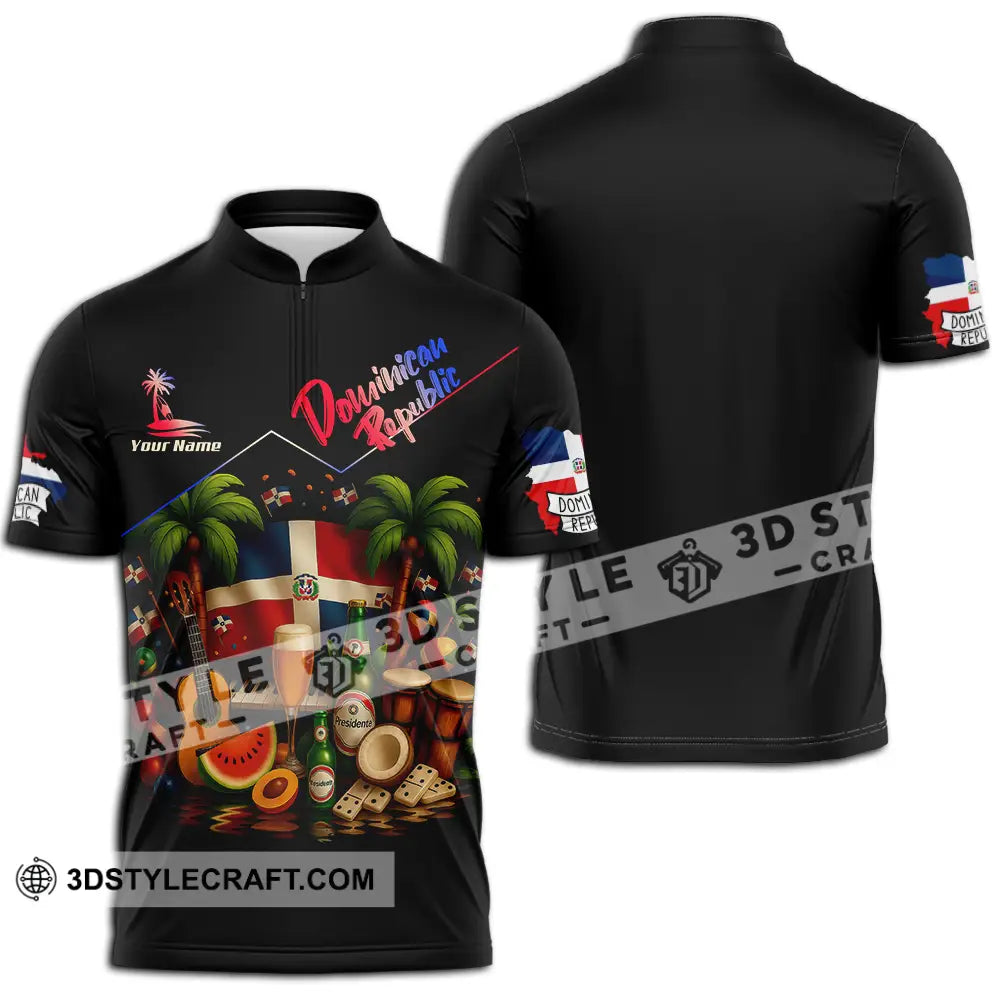 Unisex Shirt - Custom Dominican Republic Shirt Zipper Polo Shirt / S T-shirt