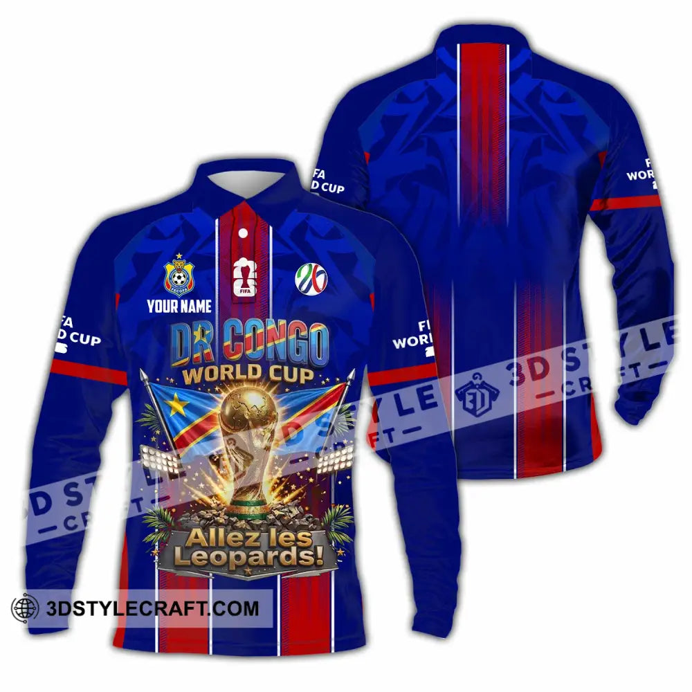 Unisex Shirt - Custom Dr Congo World Cup 2026 Shirt - Long Sleeve Polo / S - T-shirt