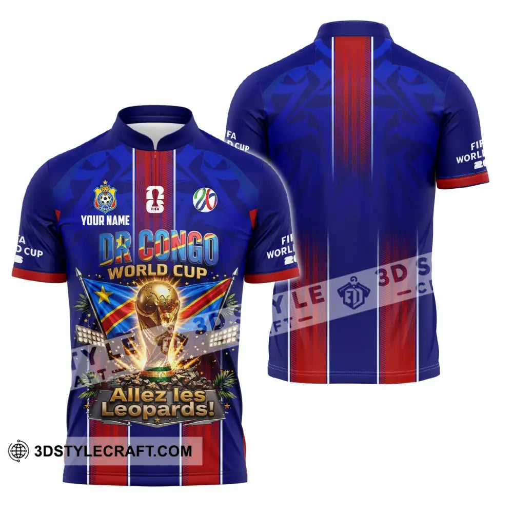 Unisex Shirt - Custom Dr Congo World Cup 2026 Shirt - Zipper Polo Shirt / S - T-shirt