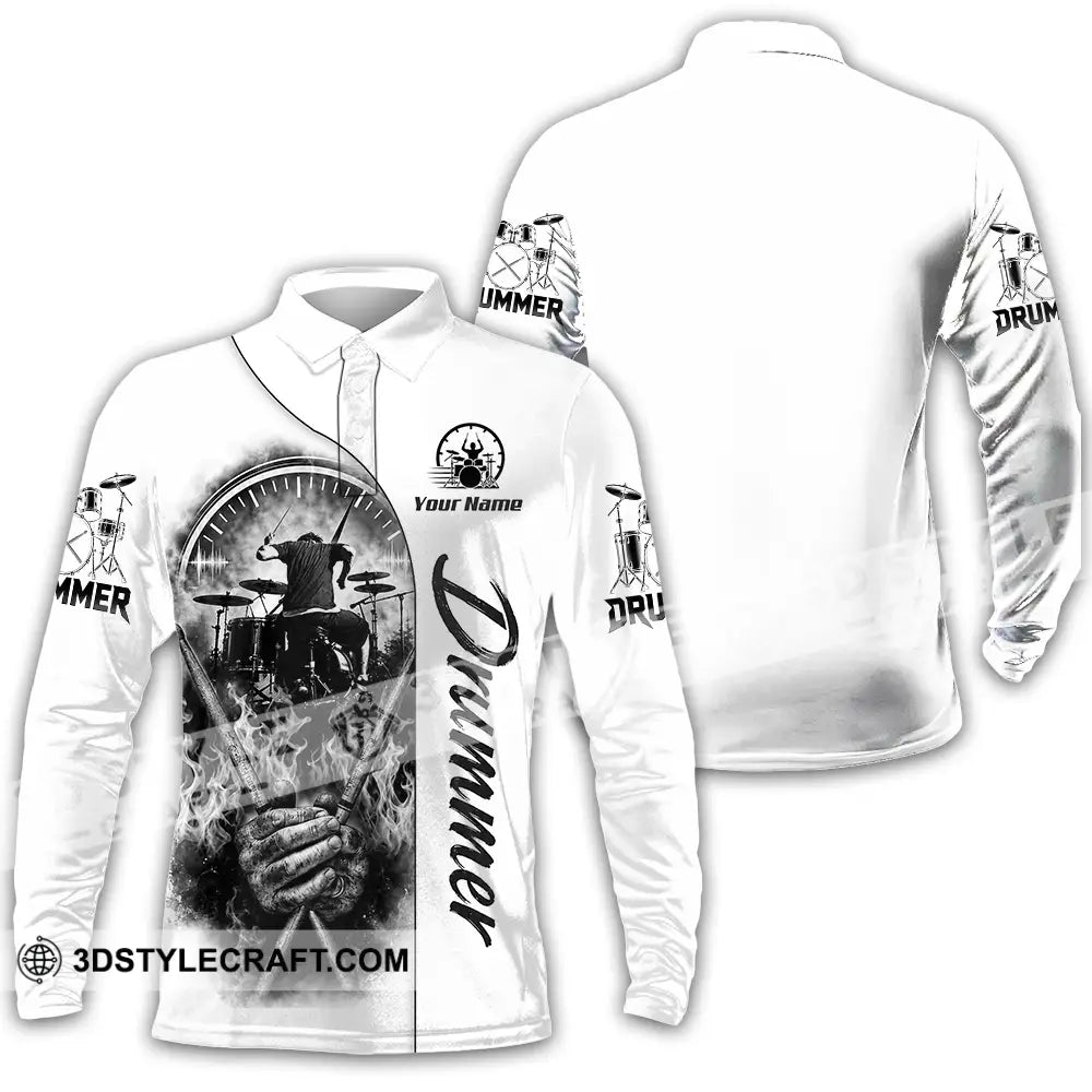 Unisex Shirt - Custom Drummer Shirt - Long Sleeve Polo / S - T-shirt