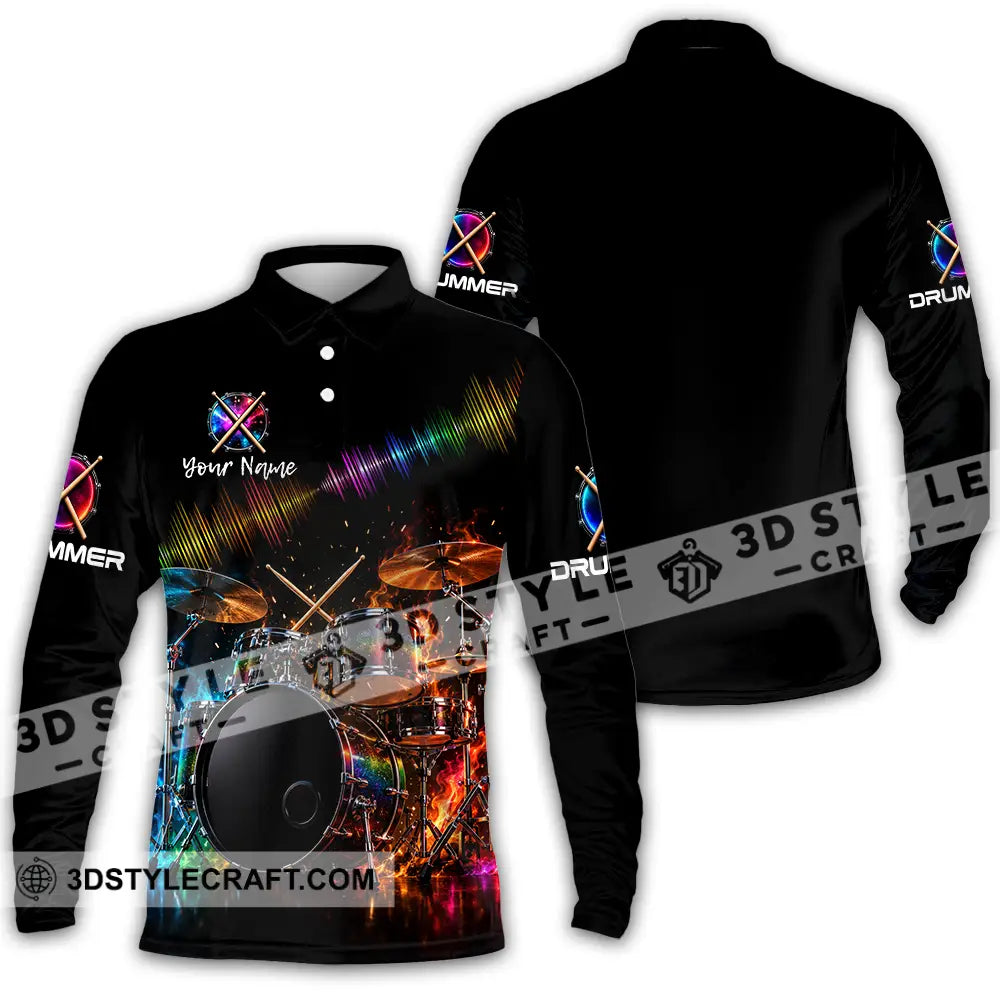 Unisex Shirt - Custom Drummer Shirt - Long Sleeve Polo / S - T-shirt