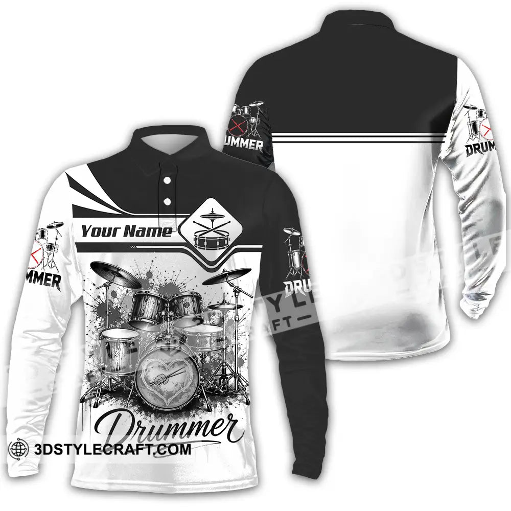 Unisex Shirt - Custom Drummer Shirt - Long Sleeve Polo / S - T-shirt