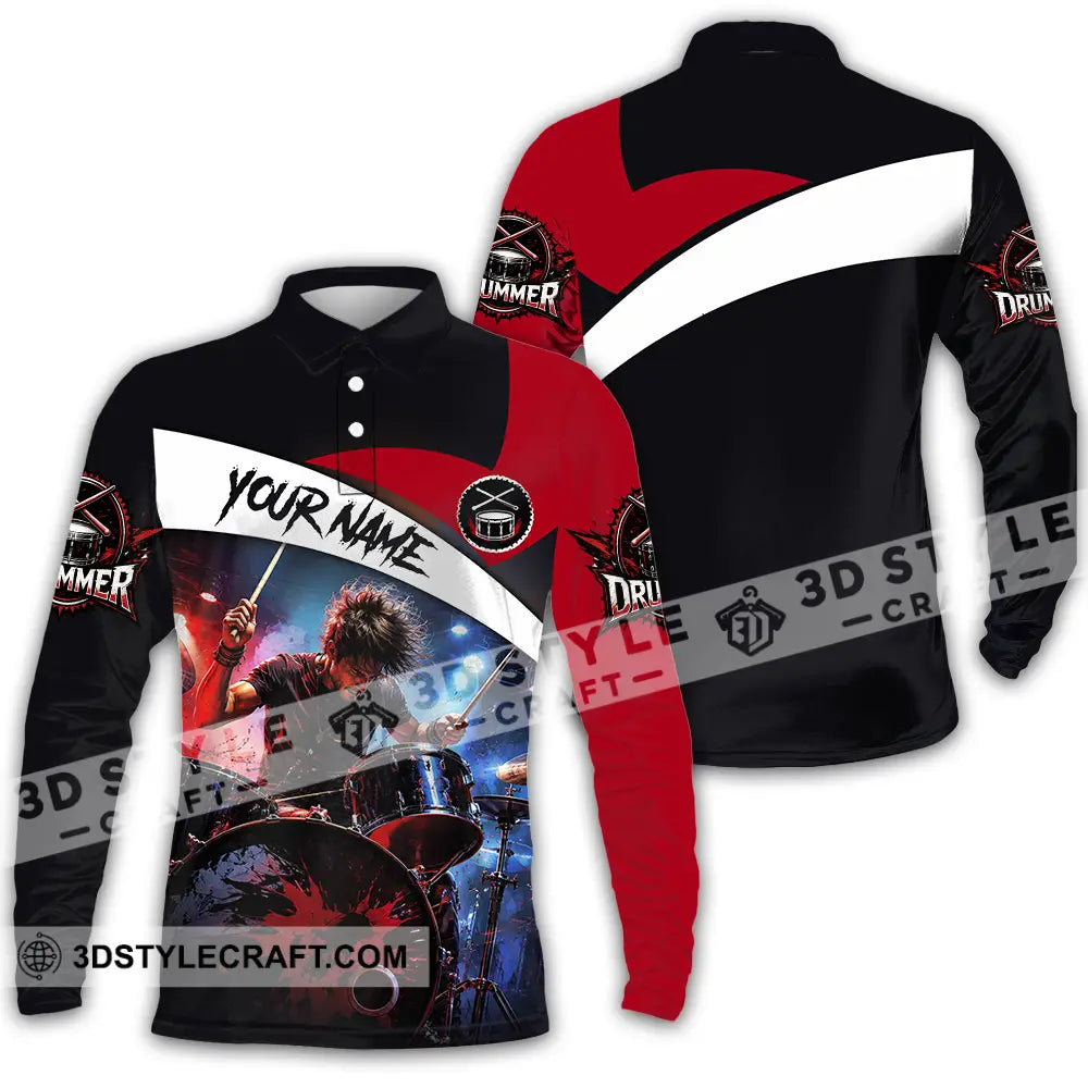 Unisex Shirt - Custom Drummer Shirt - Long Sleeve Polo / S - T-shirt