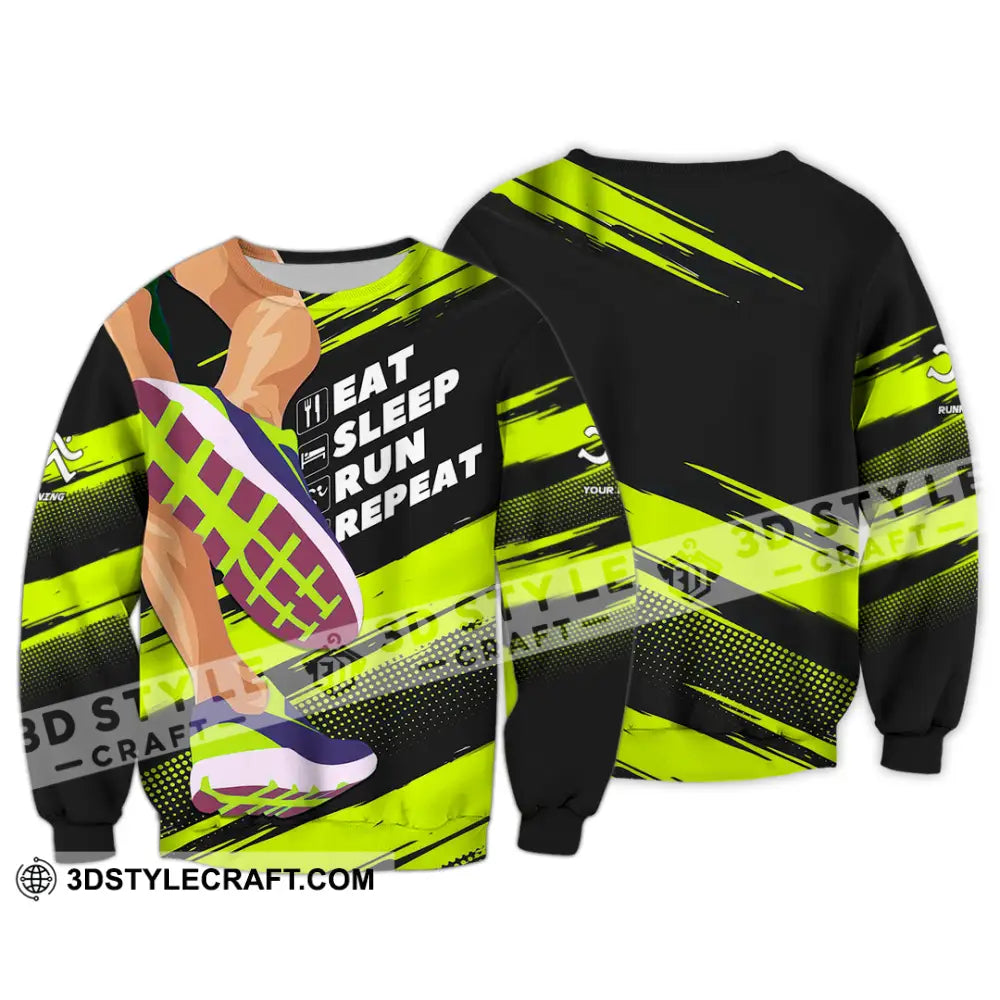 Unisex Shirt - Custom Eat Sleep Run Repeat 3D Shirt Long Sleeve / S T-shirt