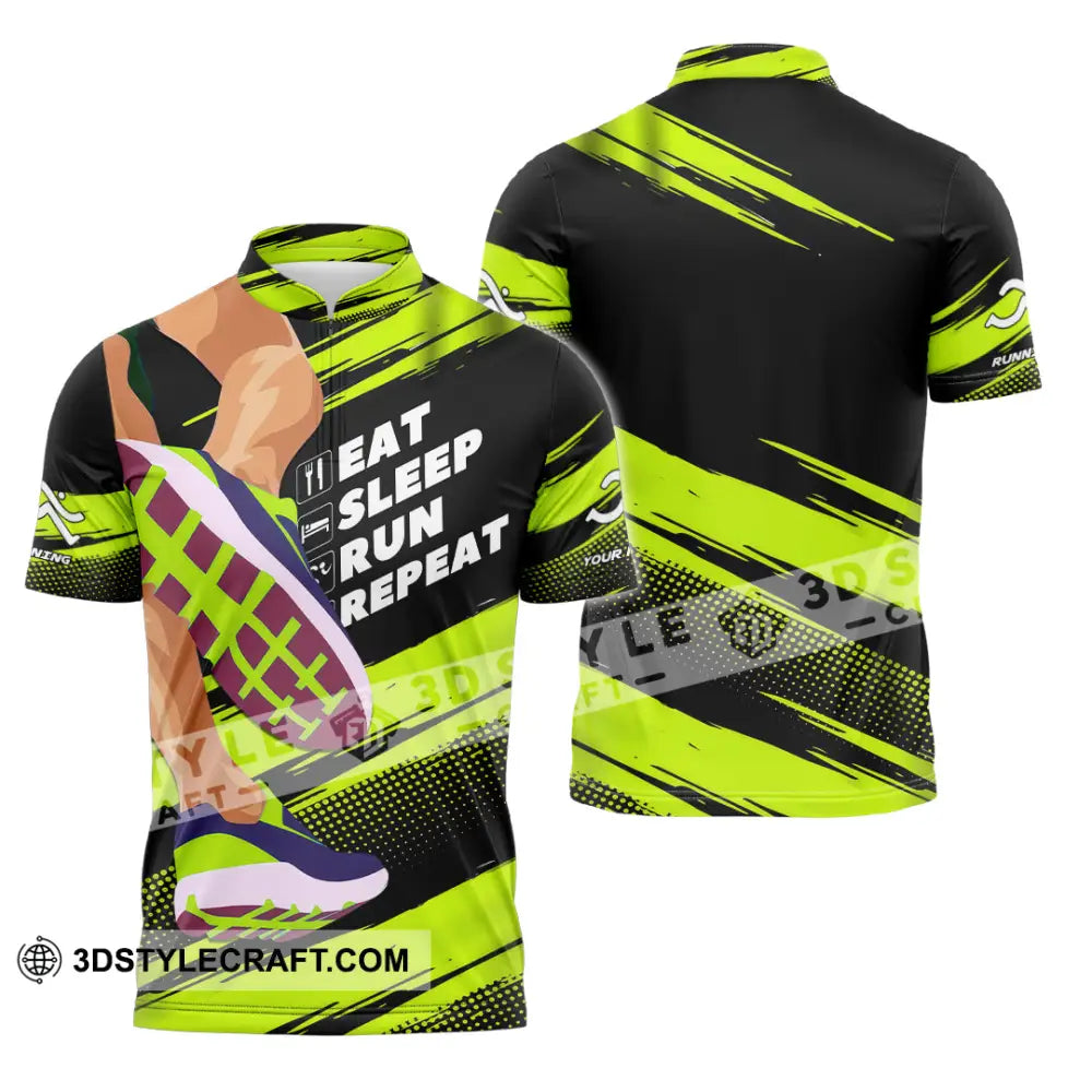 Unisex Shirt - Custom Eat Sleep Run Repeat 3D Shirt Zipper Polo Shirt / S T-shirt